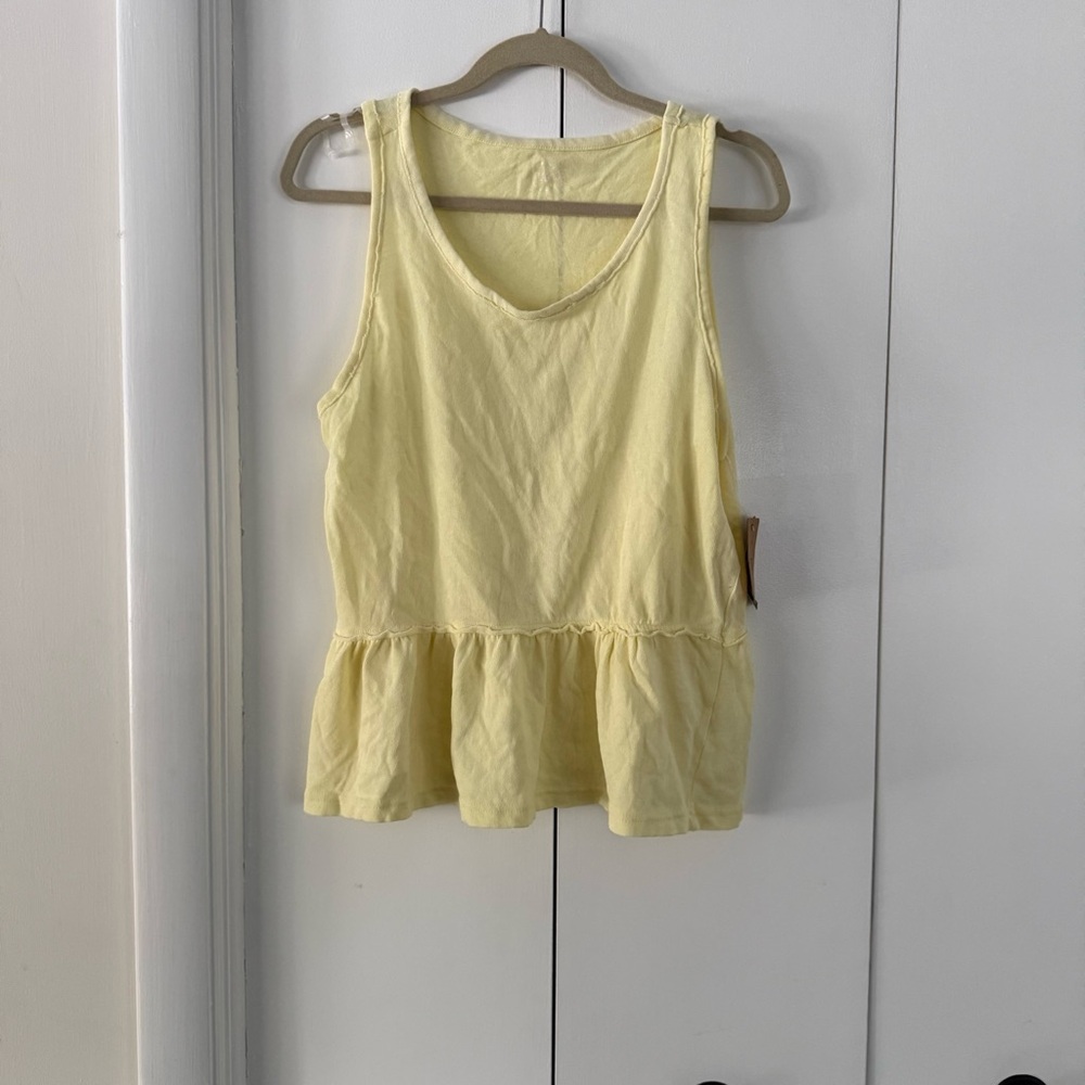 Yellow Sleeveless Peplum Top